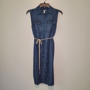 Liz Lange Denim Dress Sleeveless Front Button XS Maternity Dress
